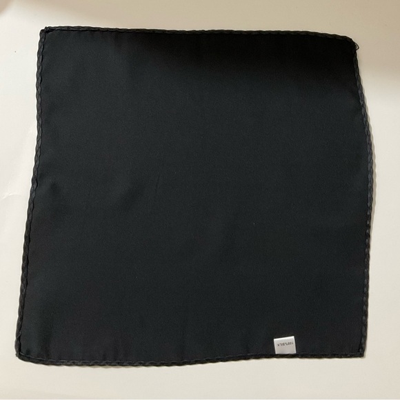 Men's Pocket Square Black Silk Scarf Handkerchief - Picture 3 of 6